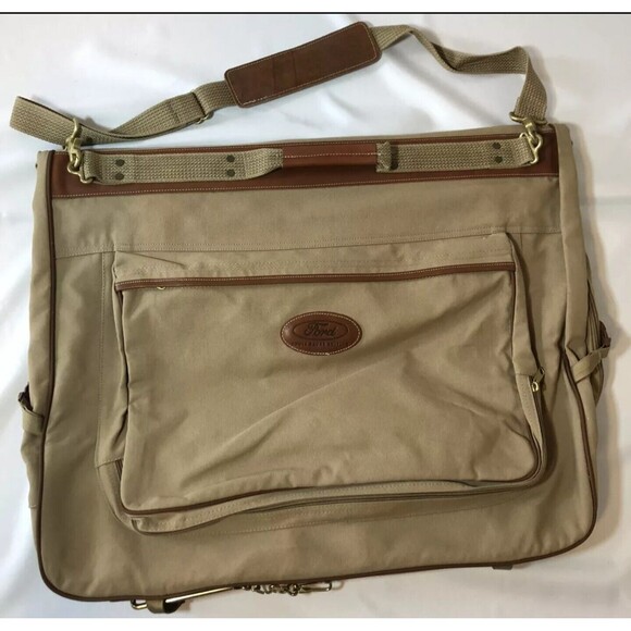 Gr8 FORD Eddie Bauer Edition GarmetBag Suitcase LUGGAGE Canvas Brown Leather EUC